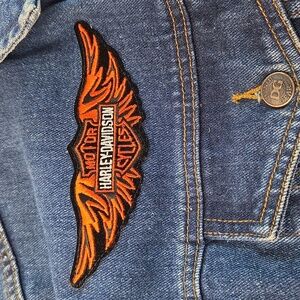 Denim DG Gear Vintage   HONG KONG Large Mens Jacket Harley Davidson Patch EUC